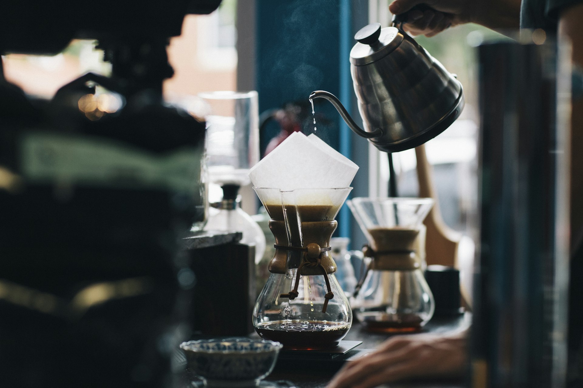 Espresso machine, behind the bar